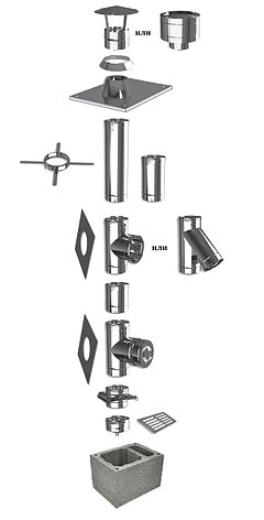 Дымоход "HotSteeL Standart" система CSW (Classic) дымоходный блок с вентканалом, фото 2