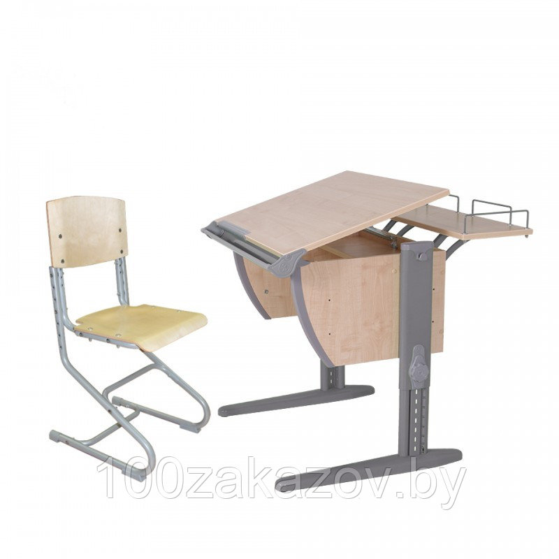 Стол письменный для школьника с деревянным стулом. Комплект растущей мебели Дэми СУТ 14.01