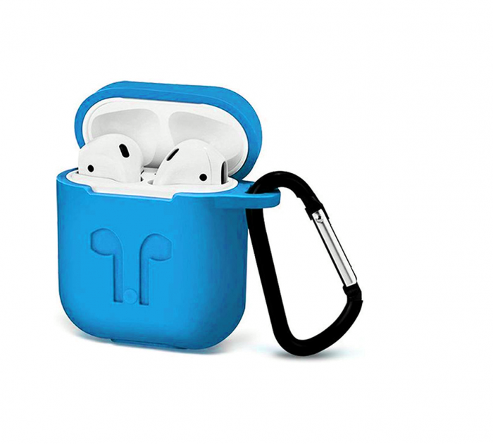 Силиконовый чехол для Apple Airpods с рисунком, голубой - фото 1 - id-p61488851