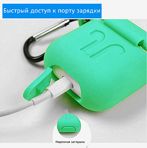 Силиконовый чехол для Apple Airpods с рисунком, мятный, фото 2