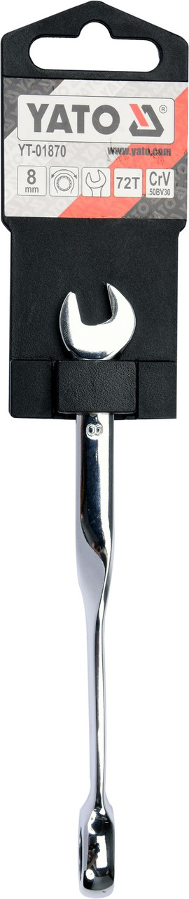 Ключ гаечный изогнутый закрученный с трещоткой 8мм, YATO - фото 2 - id-p123966273