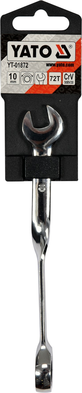Ключ гаечный изогнутый закрученный с трещоткой 10мм, YATO