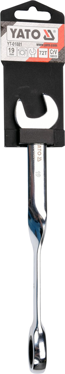 Ключ гаечный изогнутый закрученный с трещоткой 19мм, YATO - фото 1 - id-p123968615