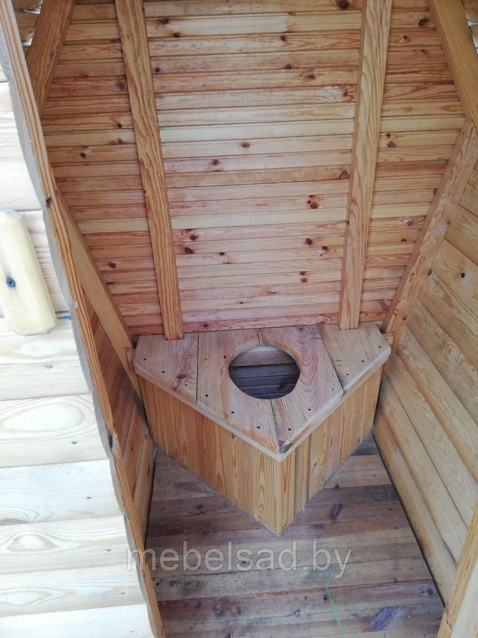 Туалет дачный деревянный "Терем №2" из блок-хауса - фото 2 - id-p124017211