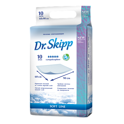 Пеленки гигиенические впитывающие Dr. Skipp Soft line 60 х 90 см. (10 шт.), фото 2