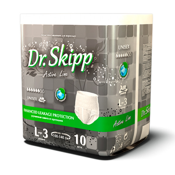 Трусики для взрослых Dr. Skipp Active Line, размер 3 (100-140 см.) 10 шт.