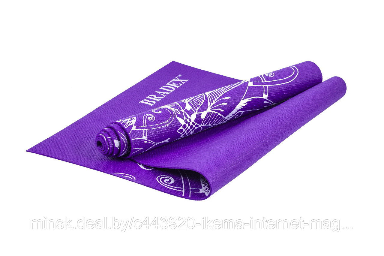 Коврик для йоги и фитнеса 173*61*0,4 с рисунком фиолетовый - фото 3 - id-p124029653