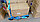 Самокат подростковый 3623B складной, алюминиевая рама, подростковый, большие колеса 200 мм, голубой, фото 2
