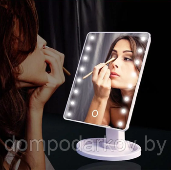 Зеркало с подсветкой для макияжа 21.5*16.5*2.5см, МИКС