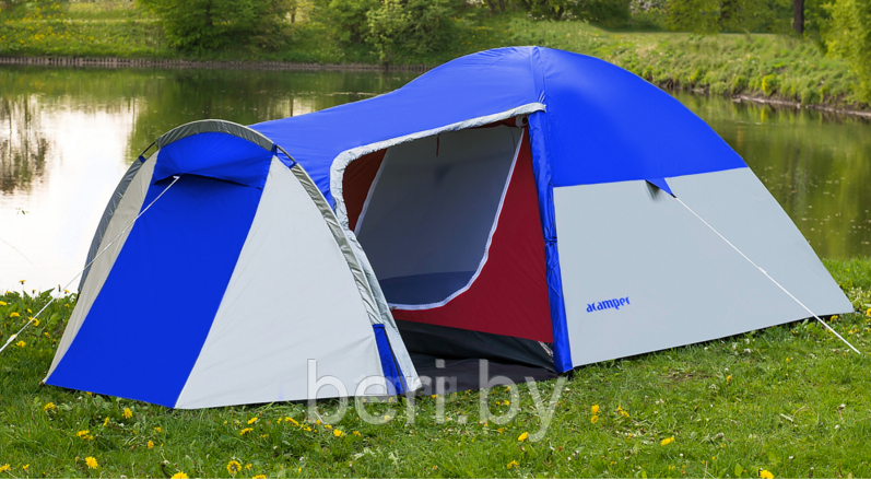 Палатка ACAMPER MONSUN blue 4-местная 3000 мм/ст, 135 + 220 х 225 х 140/125 см