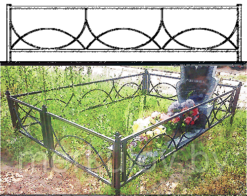 Металлическая ограда на могилу, ограда под заказ. рис №7