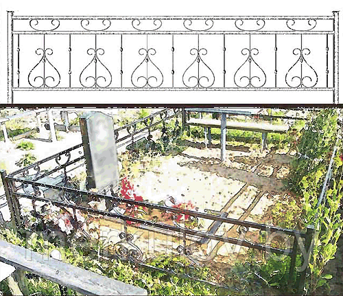 Ограда могильная высокая, рис №9