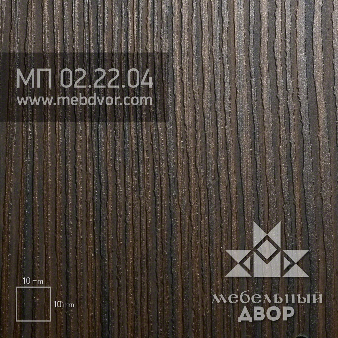 Фасад в пластике HPL МП 02.22.04 (кора зебрано структура дерева) глухой с компенсацией, декор кромки ABS - фото 1 - id-p124081058