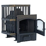 Чугунная банная печь "Сибирь-24" с каминной топочной дверцей, кованая сетка, фото 5