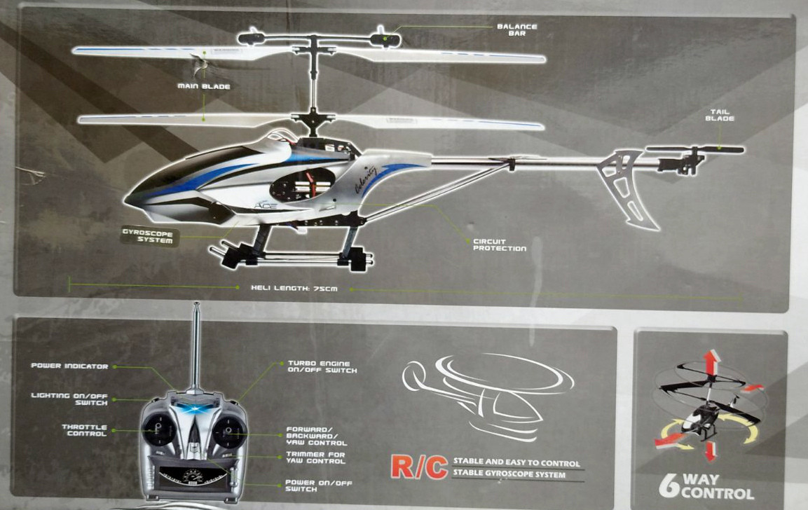 Вертолет на радиоуправлении с гироскопом, 75 см, 3 канала управления, металл (AULDEY YW857171) - фото 3 - id-p124127178