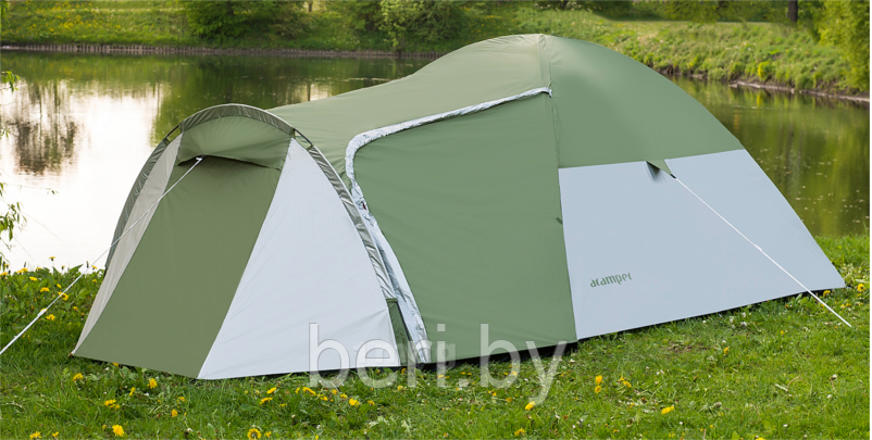 Палатка ACAMPER MONSUN green 4-местная 3000 мм/ст, 135 + 220 х 225 х 140/125 см - фото 2 - id-p124072022