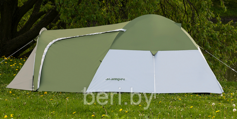 Палатка ACAMPER MONSUN green 4-местная 3000 мм/ст, 135 + 220 х 225 х 140/125 см - фото 3 - id-p124072022