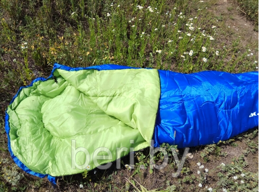 SM-300 Спальный мешок кокон-мумия 300 г/м2 ACAMPER, в 3-х расцветках, 220 х 75 х 60 см, 1.3 кг, синий/зеленый - фото 5 - id-p124137693