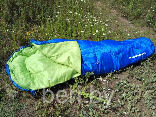 SM-300 Спальный мешок кокон-мумия 300 г/м2 ACAMPER, в 3-х расцветках, 220 х 75 х 60 см, 1.3 кг, синий/зеленый - фото 4 - id-p124137693