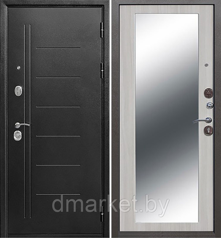 Дверь металлическая Garda Гарда Троя серебро MAXI Белый ясень, фото 1