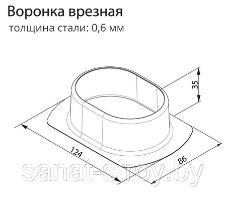 Воронка врезная Vortex 127мм RAL 9003 сигнальный белый, фото 2