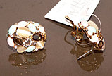 Серьги под золото с кошачьим глазом и кристаллами Swarovski. Германия оригинал (S-023), фото 2