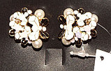 Серьги Бабочки под золото с жемчугом и кристаллами Сваровски. Германия оригинал (S-021), фото 3