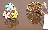 Серьги Цветы под золото с кристаллами Сваровски. Германия оригинал (S-022), фото 2