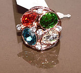 Кольцо с разноцветными кристаллами Swarovski. Италия оригинал. (KО-019), фото 2