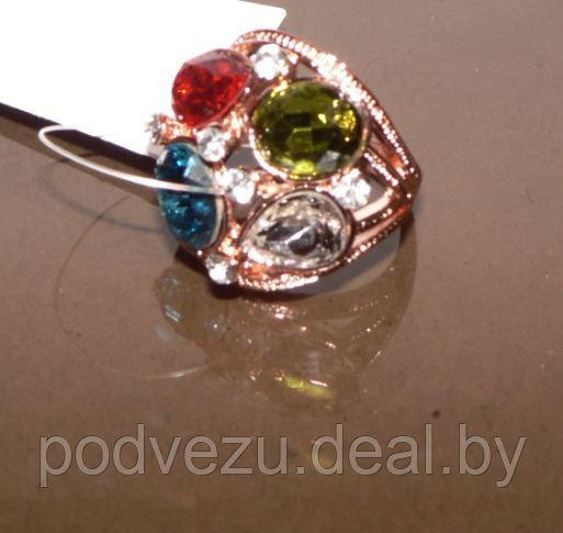 Кольцо с разноцветными кристаллами Swarovski. Италия оригинал. (KО-019) - фото 3 - id-p5949836