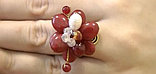 Кольцо с натуральными камнями - сердолик, циркон, жемчуг. Филиппины оригинал (KО-012)., фото 3