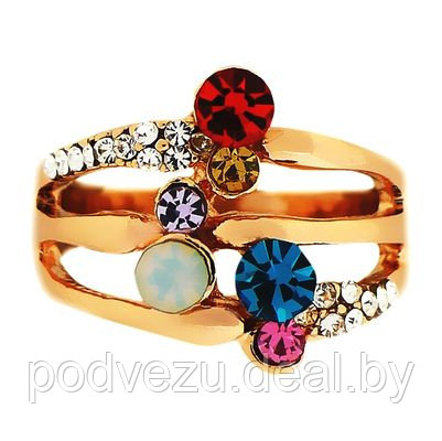 Кольцо под золото с разноцветными кристаллами Swarovski. США оригинал (KО-022)