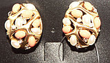 Серьги Цветы под золото с кристаллами Сваровски, жемчугом. Оригинал Германия (S-012), фото 3