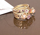 Кольцо Цветочки под золото с кристаллами Сваровски, жемчугом. Германия оригинал (KО-039), фото 2