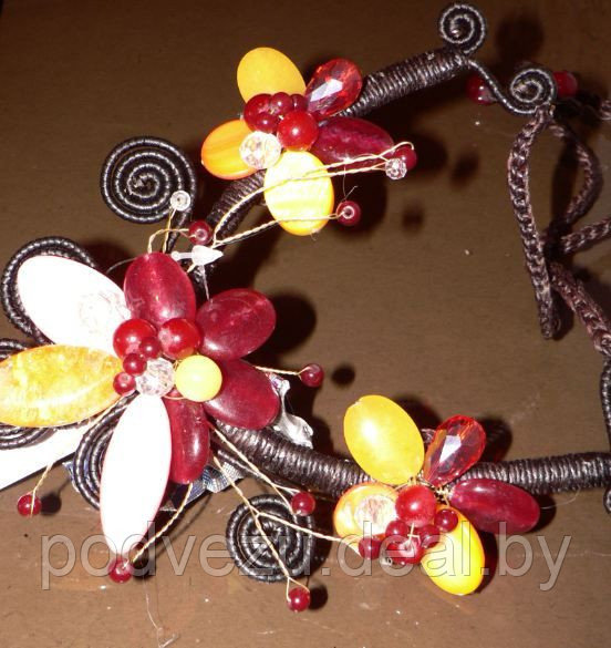 Колье Цветы с натуральными камнями - кварц, перламутр, циркон. Филиппины оригинал (B-013) - фото 2 - id-p5882438