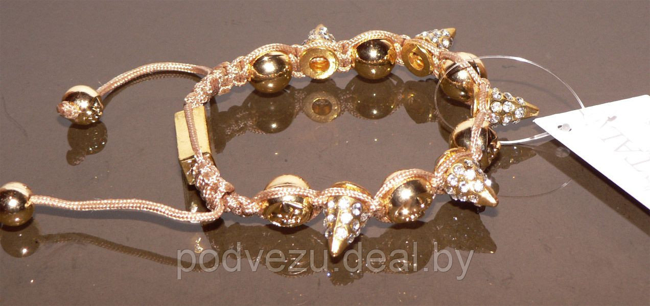 Браслет Шамбала под золото с шипами и кристаллами Swarovski. США оригинал (BR-033) - фото 2 - id-p6053885