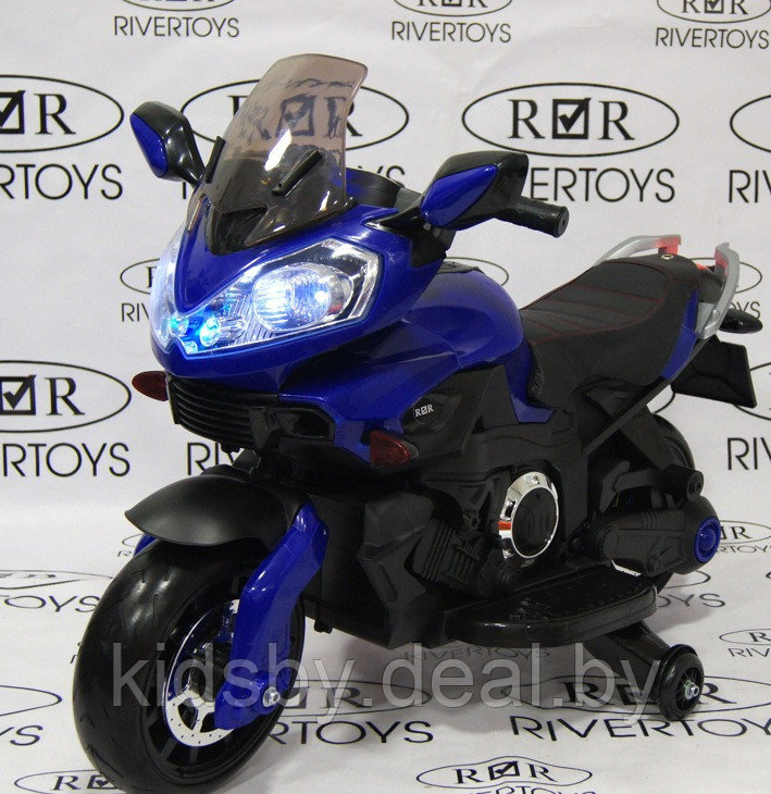 Детский электромобиль, мотоцикл RiverToys E222KX (синий) Yamaha - фото 1 - id-p23518258