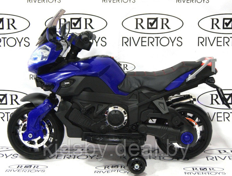 Детский электромобиль, мотоцикл RiverToys E222KX (синий) Yamaha - фото 3 - id-p23518258
