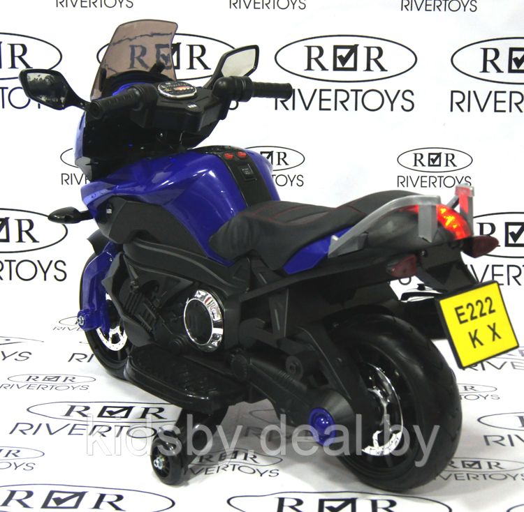 Детский электромобиль, мотоцикл RiverToys E222KX (синий) Yamaha - фото 4 - id-p23518258