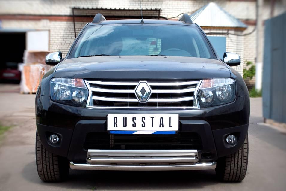 Защита переднего бампера d63/42 (дуга) Renault Duster 4x4 (2011-2015) № RD4Z-000446