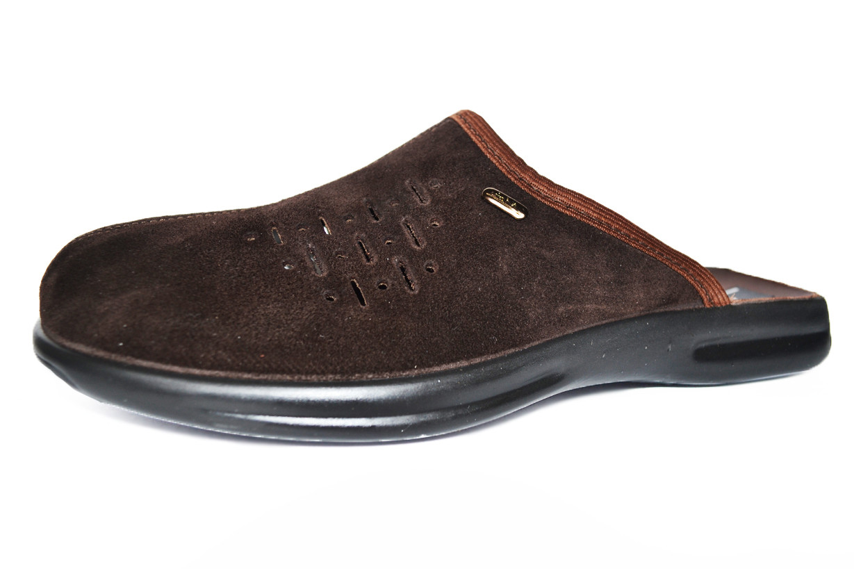 Тапочки мужские кожаные Home Marko арт.4802-Темно-коричневый, р-ры:41-46 - фото 1 - id-p123702474