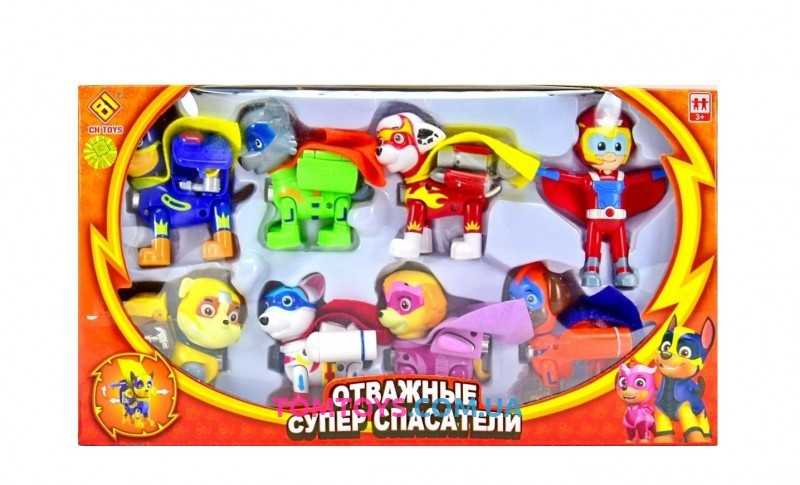 Набор фигурок Щенячий патруль Paw Patrol, 7 в 1, открываются рюкзаки, в комплекте нагрудный значок CH-G001T