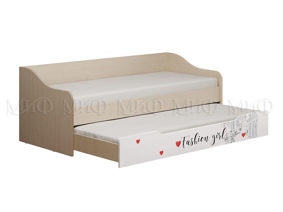 Кровать с доп.спальным местом Вега NEW Girl (дуб беленый и белый глянец) фабрика Миф - фото 1 - id-p124445883