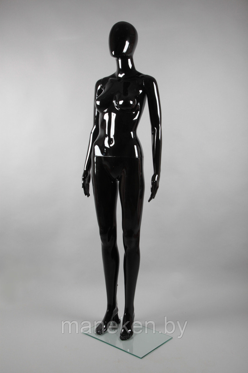 Манекен женский ростовой без лица, черный глянец FA-10B