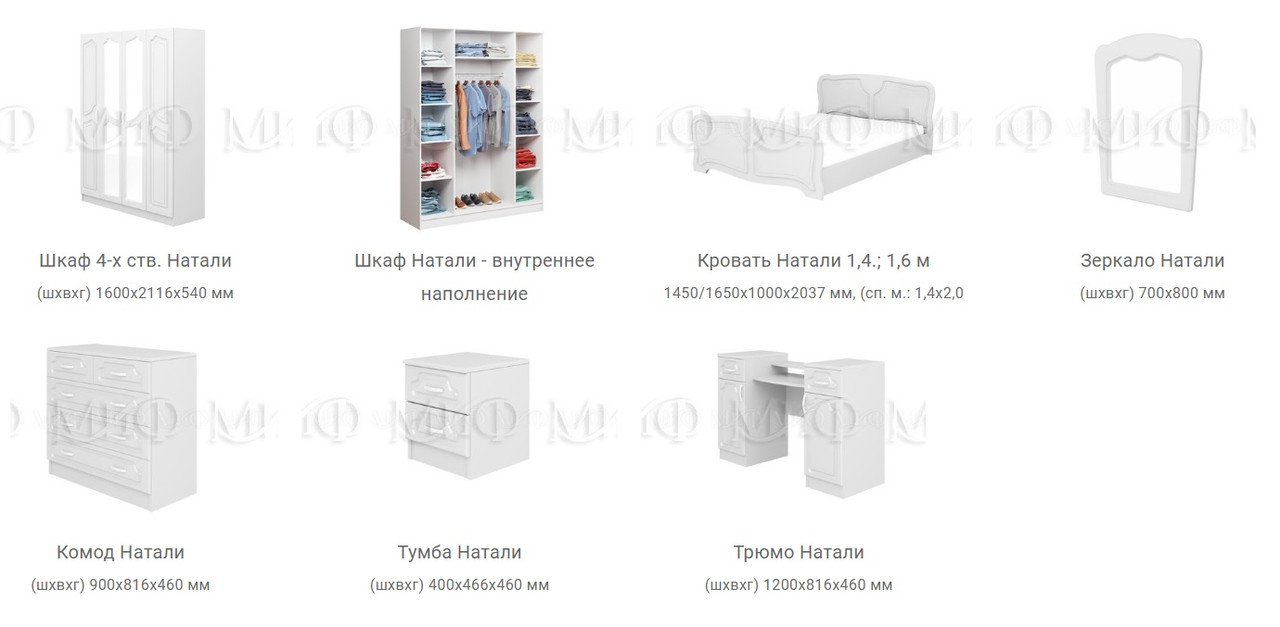Шкаф четырехдверный Натали (белый глянец) фабрика МИФ - фото 10 - id-p124504736