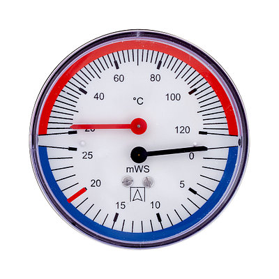 Термогидрометр осевой TH 80 мм (20-120°С) с отсечым клапаном 1/2"НР Afriso