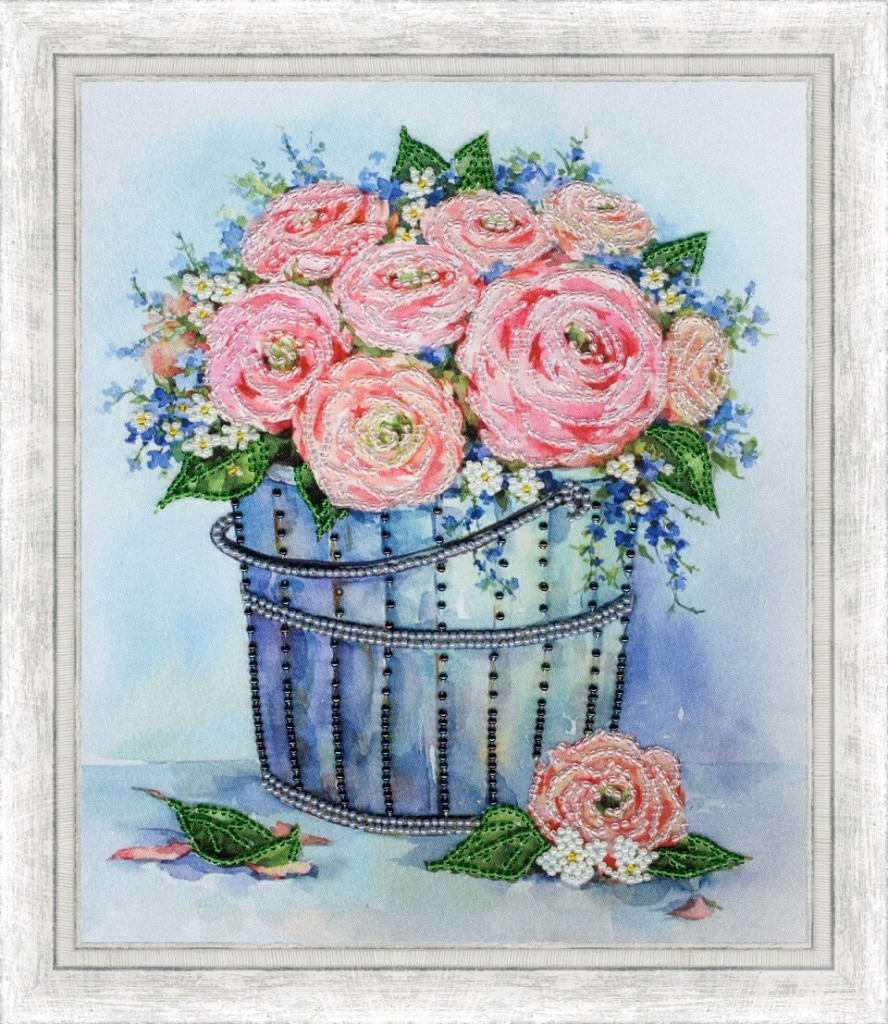 Набор для вышивания бисером "Розы в ведерке". - фото 1 - id-p124571071