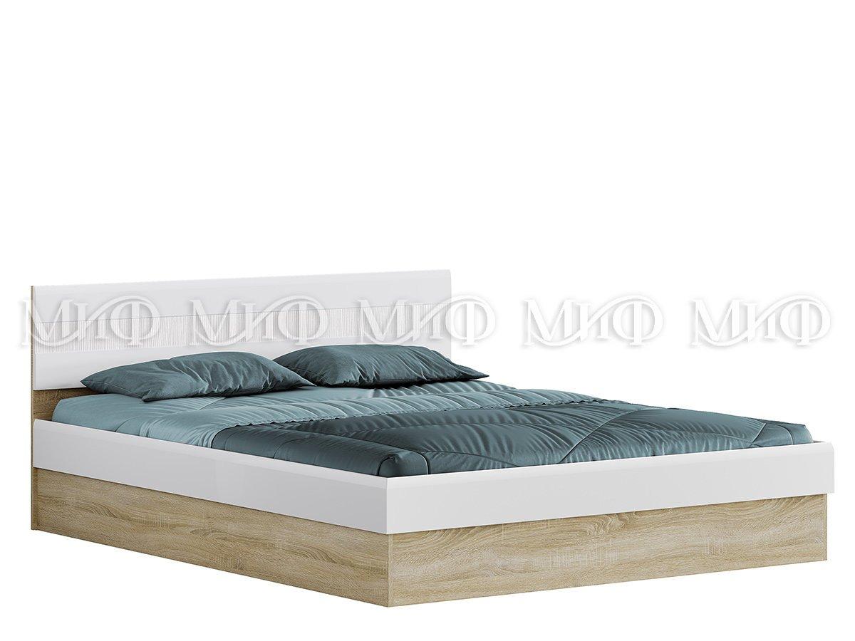 Кровать 1,6 м с подъемным мех. Фортуна (белый глянец и дуб сонома) фабрика Миф - фото 1 - id-p124590200
