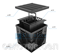 Дождеприемник Gidrolica Point ДП-30.30 - пластиковый с решеткой чугунной щелевой