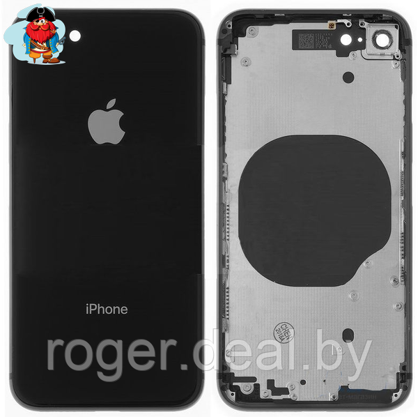 Корпус (задняя крышка, рамка, сим-лоток) для Apple iPhone 8, цвет: черный - фото 1 - id-p124663524